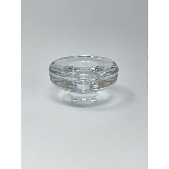 Dansk Lead Crystal Candle Taper Holder Heavy MCM Round 2.5” Tall 3.75” Wide - Picture 2 of 8